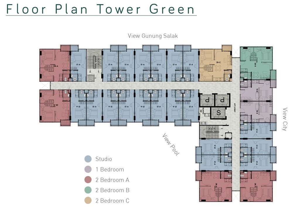 Floor-Plan-Tower-Green-Apartemen-Jasmine-Park-Bogor